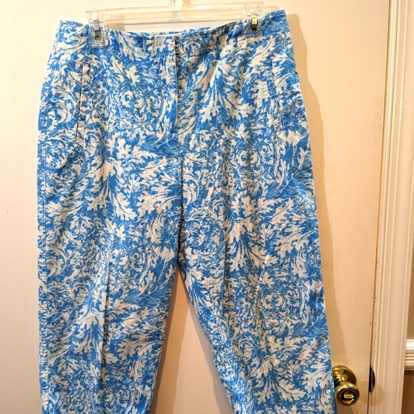 Talbots Pants - Talbots pant size 8 petite. All over blue print. Flat front Capri bottoms.